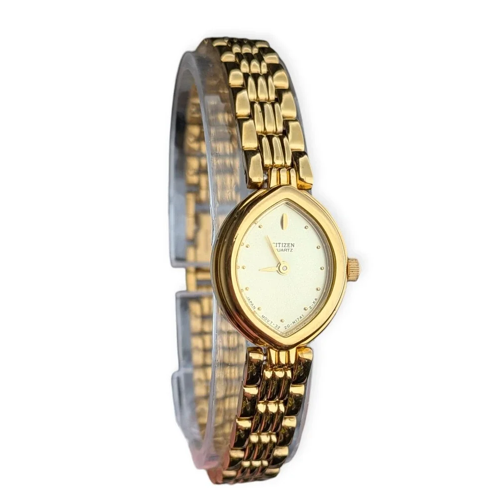 Citizen Quartz Watch Vintage Gold Plated Women's Marquise Case Champagne Dial - Picture 1 of 13